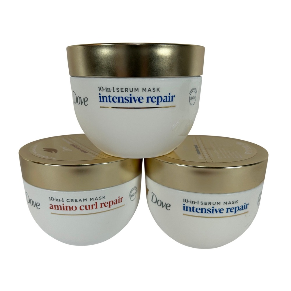 Dove 10-in-1 Hair Mask Lot 3pk Intensive Repair & Amino Curl Repair 9.2oz Each